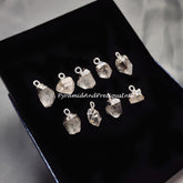 Rough Herkimer Quartz Electroplated Pendant Connectors, Gemstone Connectors, Silver Connectors Electroplated Single Bail Connectors, April Birthstone, Sold By Piece